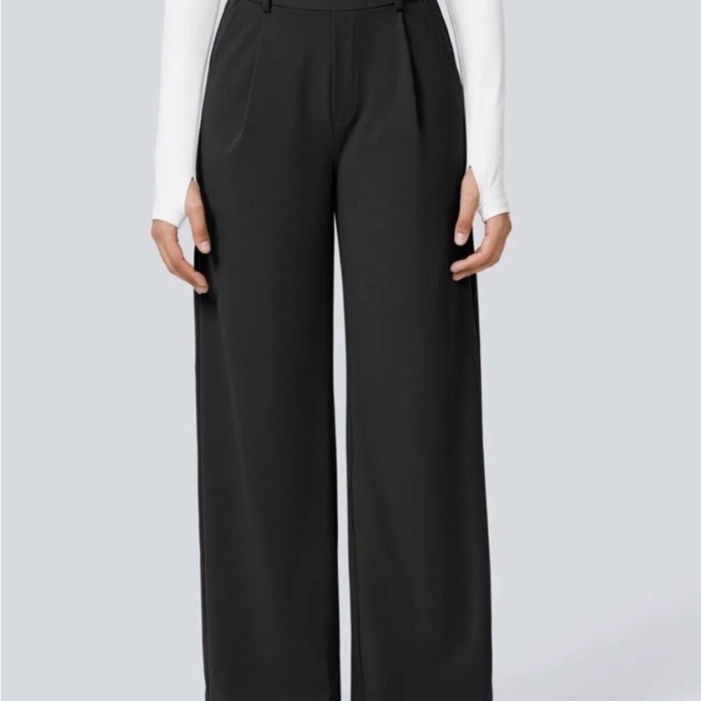 HALARA High Rise Pull On Work Pants LP Straight Leg Black